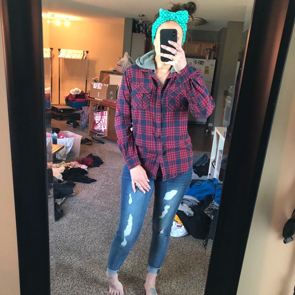 Forever 21 Men Hooded Flannel